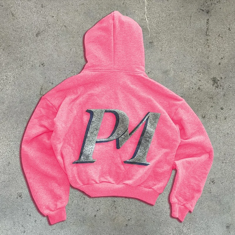 Dollar printed red new hooded sweatshirt autumn and winter American retro washed long-sleeved hooded trendy loose casual top