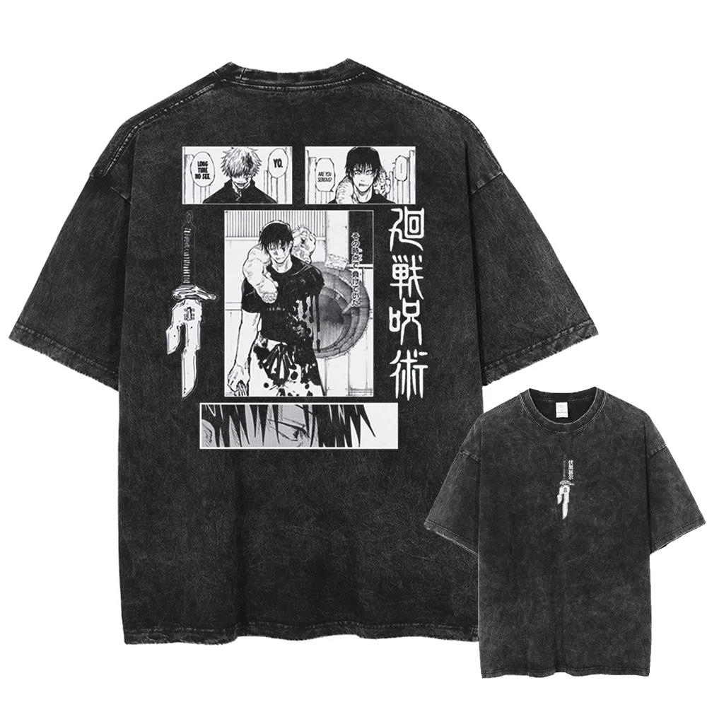 2026 Anime Jujutsu Kaisen Fushiguro Toji Printed T-shirt Men's and Women's Washed T-shirt High Quality Vintage T-shirt Tops