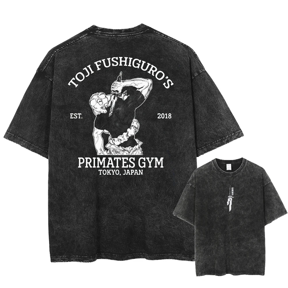2026 Anime Jujutsu Kaisen Fushiguro Toji Printed T-shirt Men's and Women's Washed T-shirt High Quality Vintage T-shirt Tops