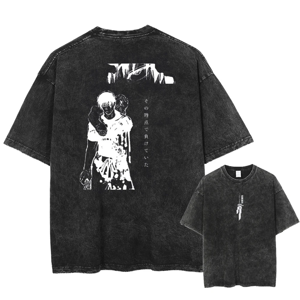 2026 Anime Jujutsu Kaisen Fushiguro Toji Printed T-shirt Men's and Women's Washed T-shirt High Quality Vintage T-shirt Tops