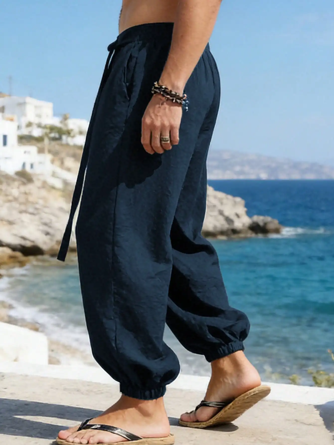 FGKKS Brand New Men Pants Fashion Loose Style Comfortable Cotton Pants Man Black Solid Trousers