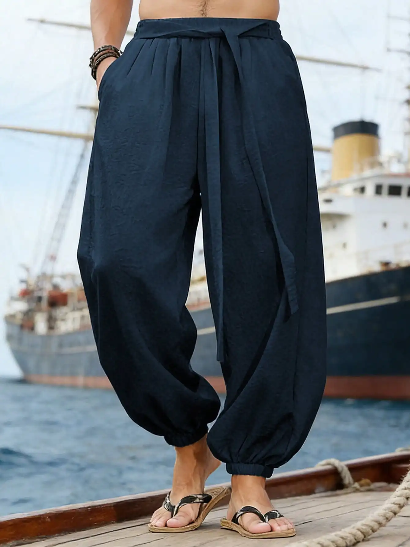 FGKKS Brand New Men Pants Fashion Loose Style Comfortable Cotton Pants Man Black Solid Trousers