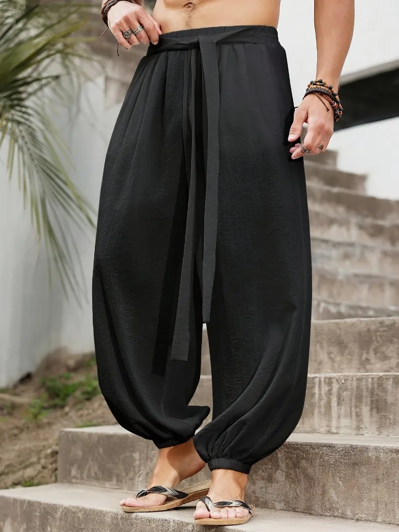 FGKKS Brand New Men Pants Fashion Loose Style Comfortable Cotton Pants Man Black Solid Trousers