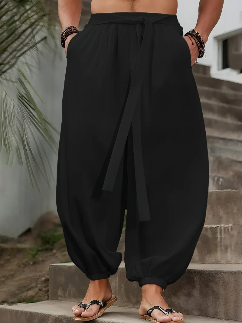 FGKKS Brand New Men Pants Fashion Loose Style Comfortable Cotton Pants Man Black Solid Trousers