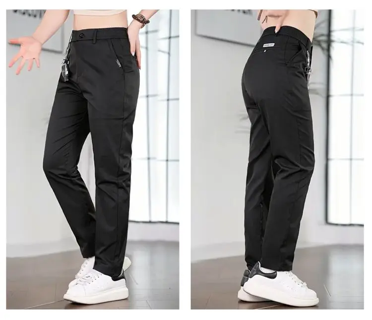 2026 Men's Ice Silk Straight Leg Thin Breathable Casual Pants Summer Business Long Trousers Fashionable Versatile Lightweight