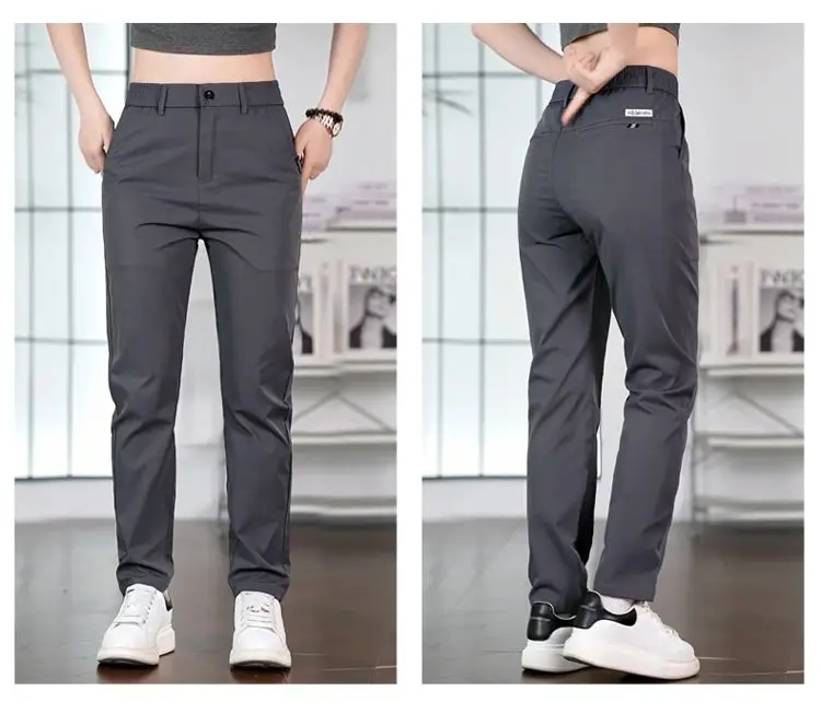 2026 Men's Ice Silk Straight Leg Thin Breathable Casual Pants Summer Business Long Trousers Fashionable Versatile Lightweight