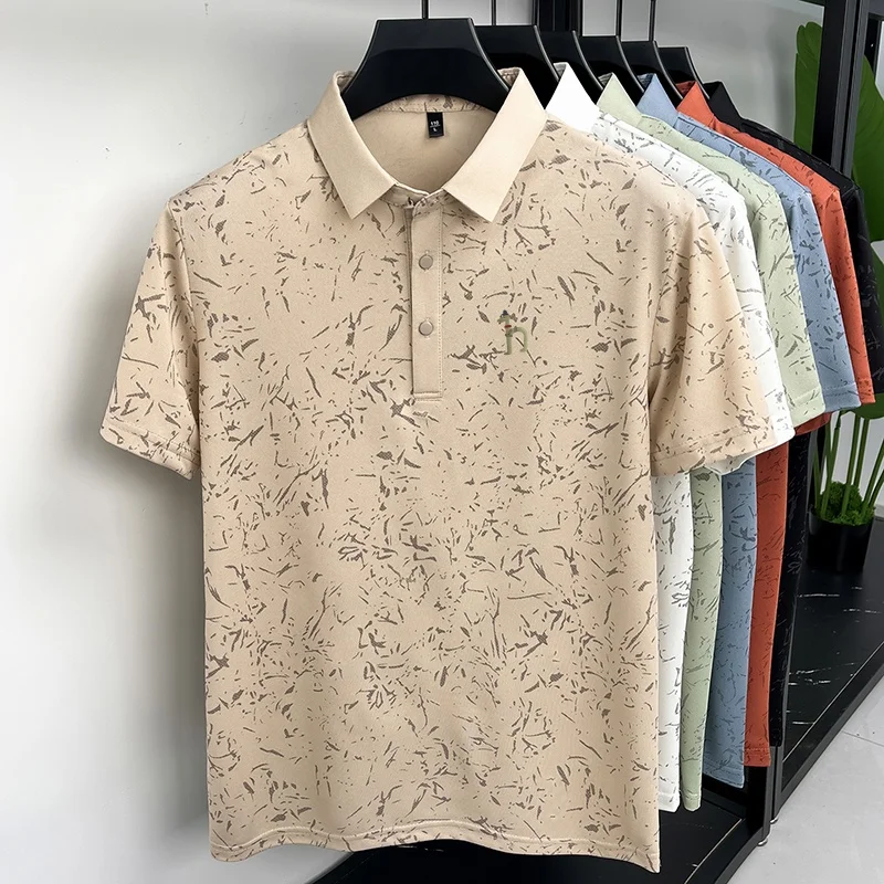 New Men's Casual Original Printed Polo Shirt Breathable Comfort Short Sleeve Lapel T-shirt High Quality Versatile Men's Clothing