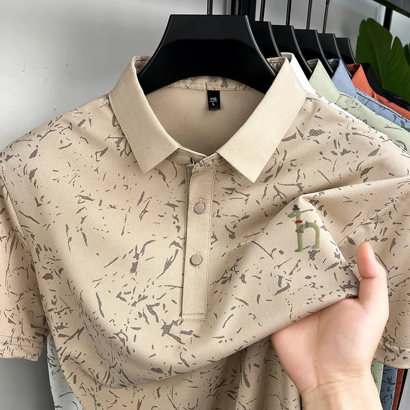 New Men's Casual Original Printed Polo Shirt Breathable Comfort Short Sleeve Lapel T-shirt High Quality Versatile Men's Clothing