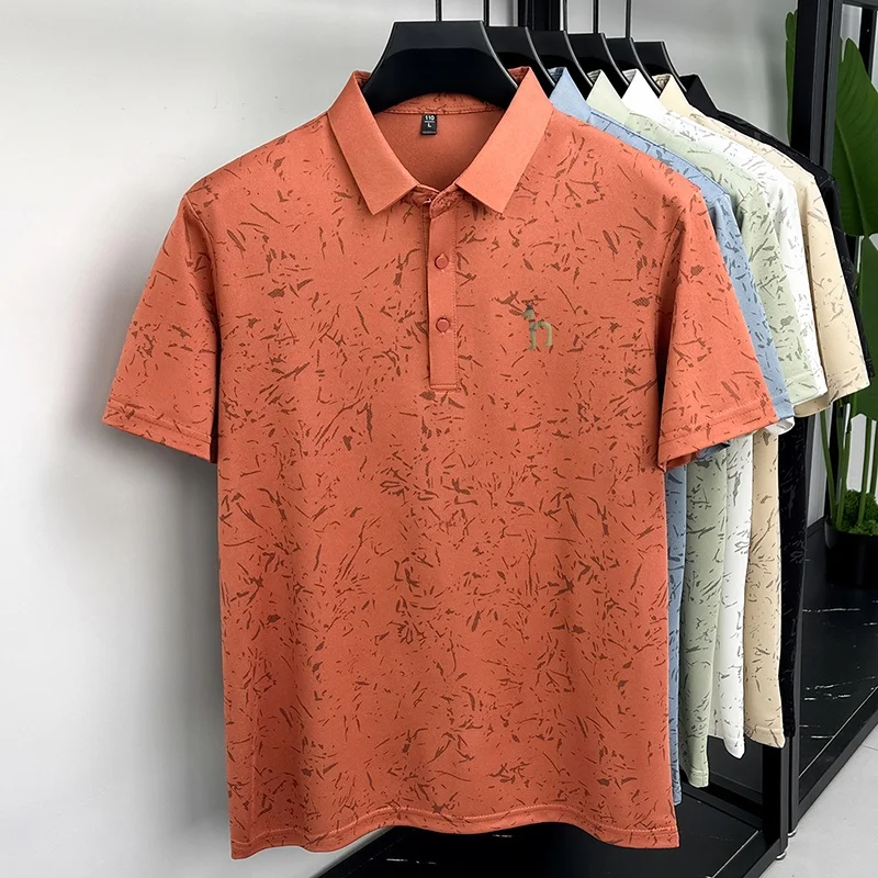 New Men's Casual Original Printed Polo Shirt Breathable Comfort Short Sleeve Lapel T-shirt High Quality Versatile Men's Clothing