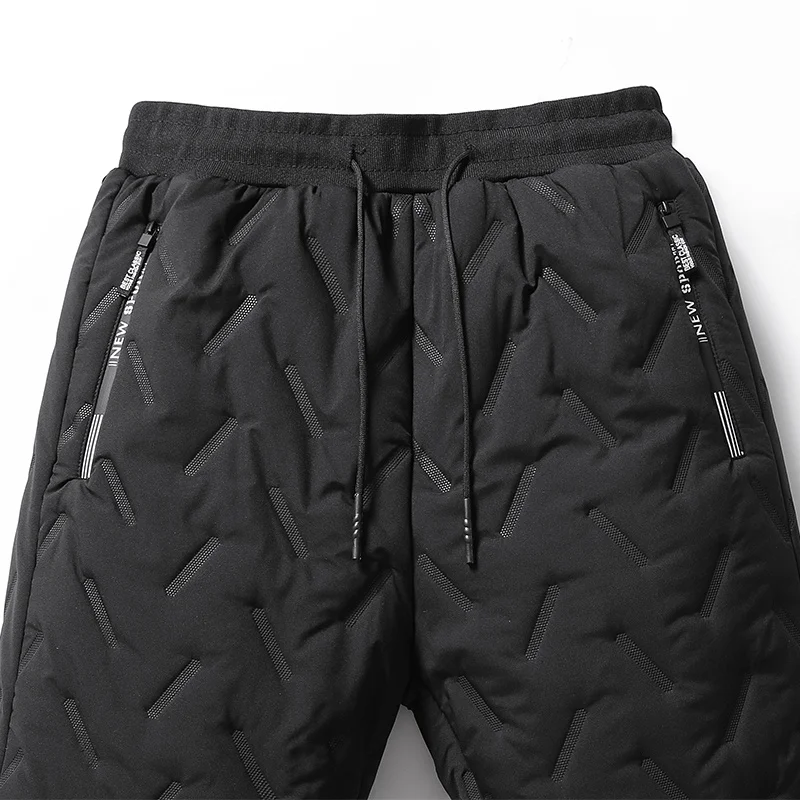 Winter Sweatwear Men Plush Thick Fleece Sweatpant Lambswool Thermal Trousers Casual Pants Waterproof Windproof Warm Cotton Pants