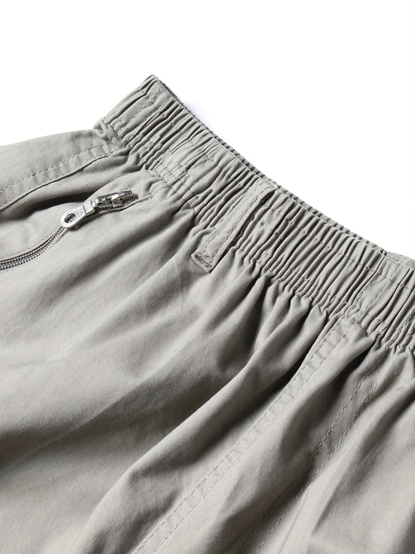 Cotton Cargo Shorts Men's Lightweight Breathable Solid Color Drawstring Waist with Zipper Pockets Casual Summer Short Pants