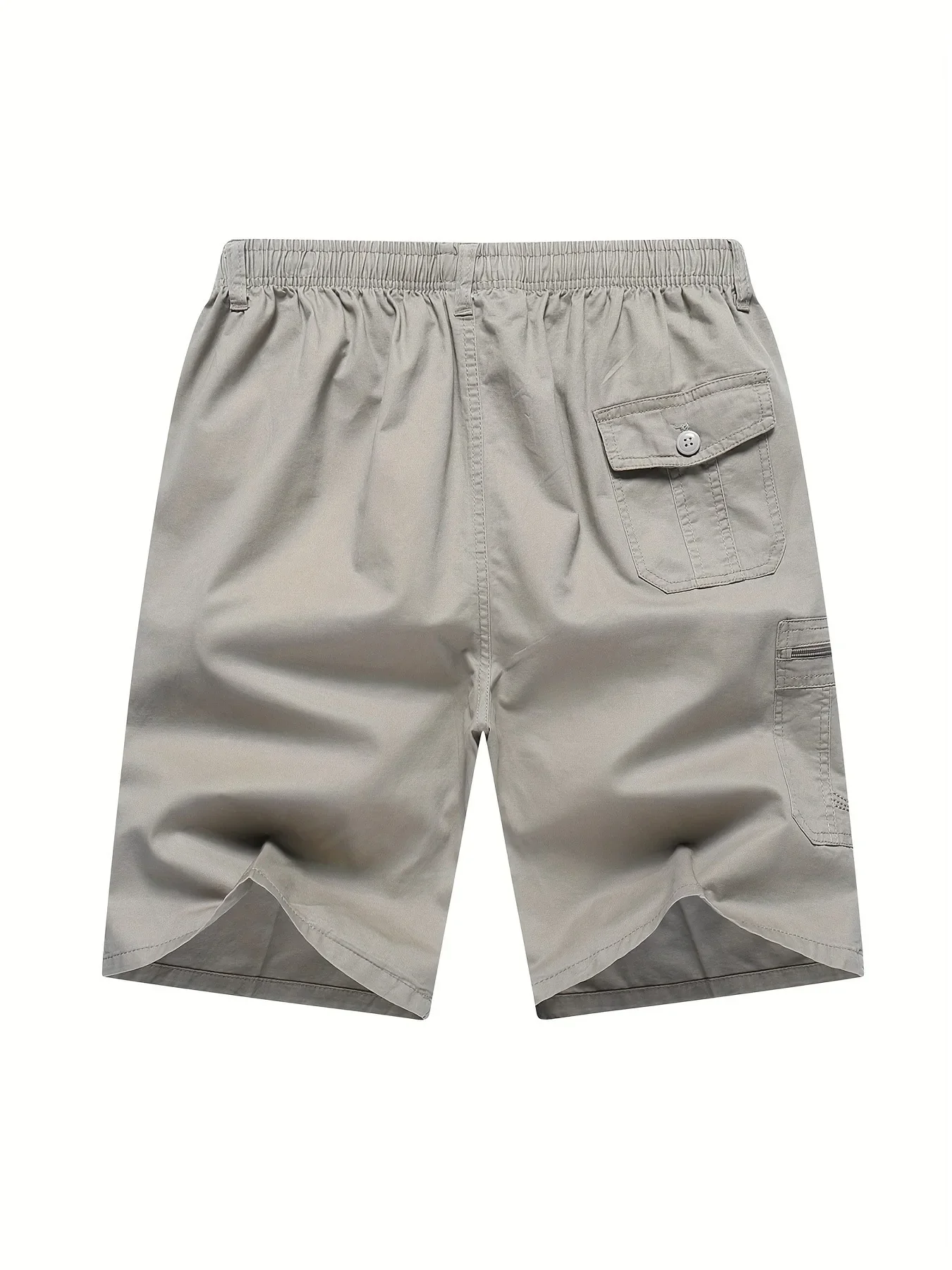 Cotton Cargo Shorts Men's Lightweight Breathable Solid Color Drawstring Waist with Zipper Pockets Casual Summer Short Pants