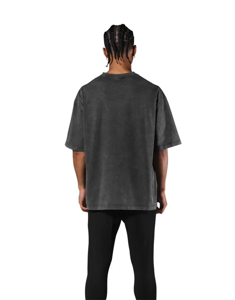 LYFT Washed Classical LOGO 230GSM Cotton Vintage BIG T-SHIRT Men's Oversized Muscle Sports Fitness Tee Tops Gym Training Shirts