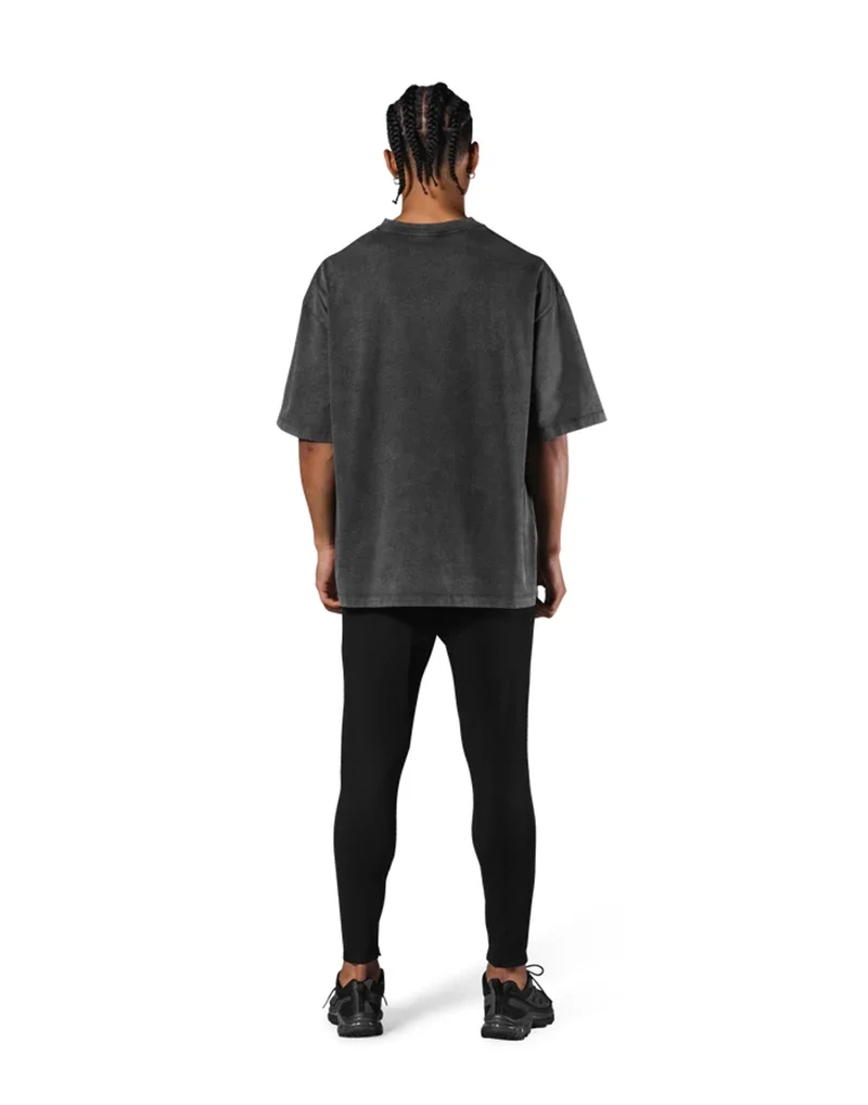 LYFT Washed Classical LOGO 230GSM Cotton Vintage BIG T-SHIRT Men's Oversized Muscle Sports Fitness Tee Tops Gym Training Shirts