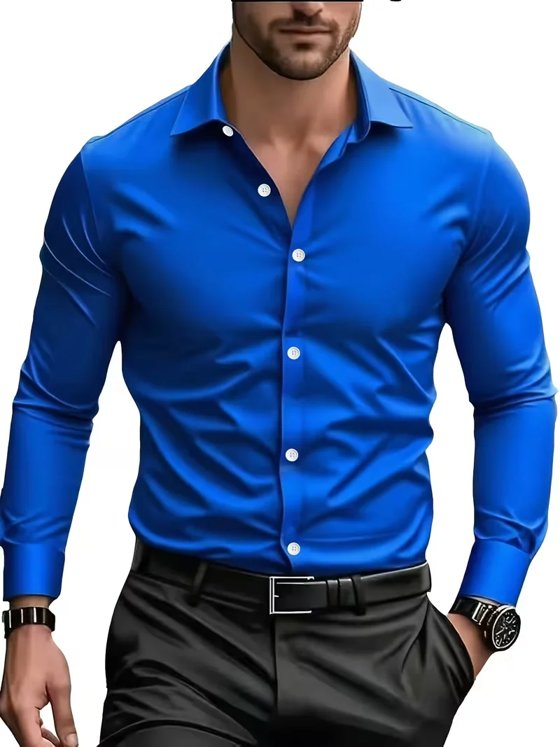 Autumn  Winter New Men's Long-Sleeve Shirt Business Formal Wear Breathable Lightweight Long-Sleeved Top for Daily Work