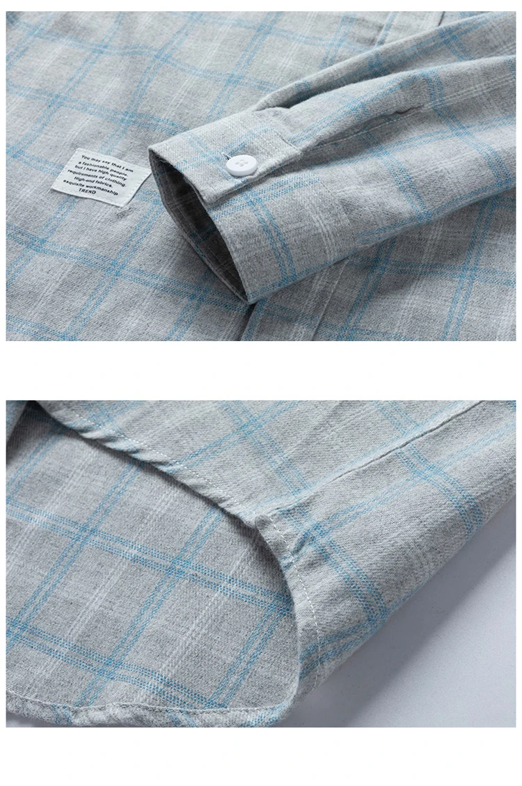 Men's Casual Plaid Shirts Autumn Fashion Long-sleeved T-shirts Korean Loose High Street Shirt Outwear Young Adults Spring Top