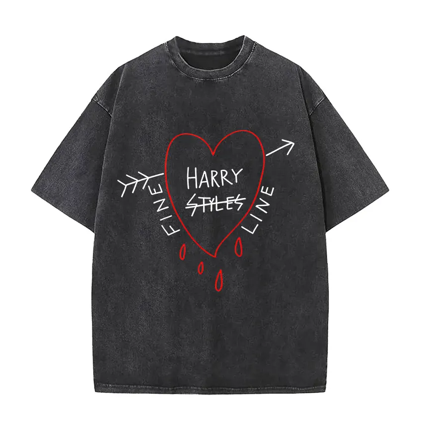 Retro Washed Harry Styles T-shirt Men Women O-Neck Oversized Cotton T Shirt Tops