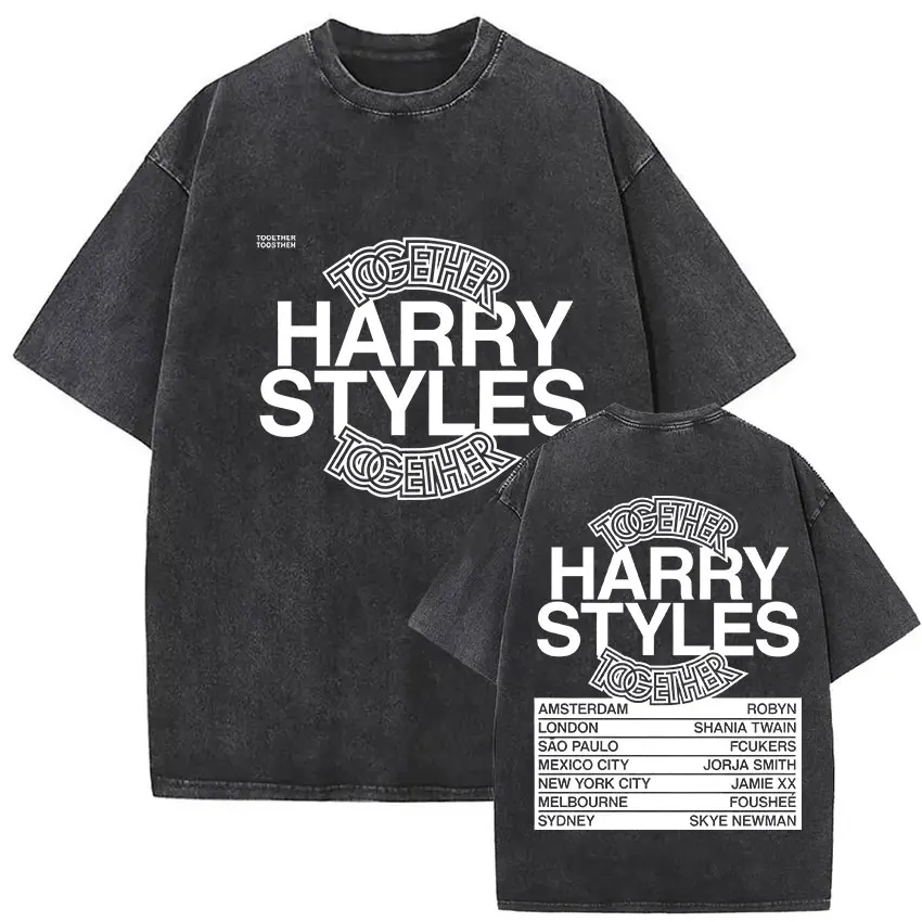 Retro Washed Harry Styles T-shirt Men Women O-Neck Oversized Cotton T Shirt Tops