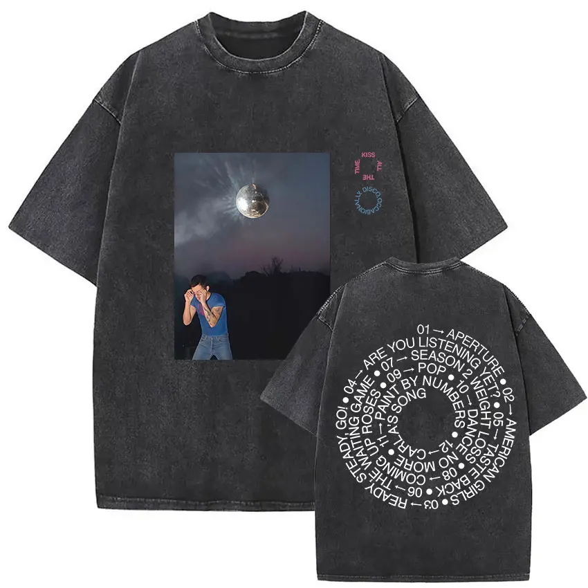Retro Washed Harry Styles T-shirt Men Women O-Neck Oversized Cotton T Shirt Tops