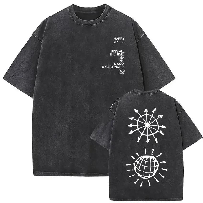 Retro Washed Harry Styles T-shirt Men Women O-Neck Oversized Cotton T Shirt Tops