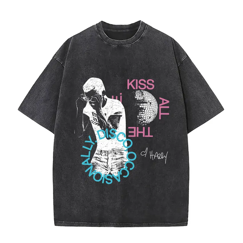 Retro Washed Harry Styles T-shirt Men Women O-Neck Oversized Cotton T Shirt Tops