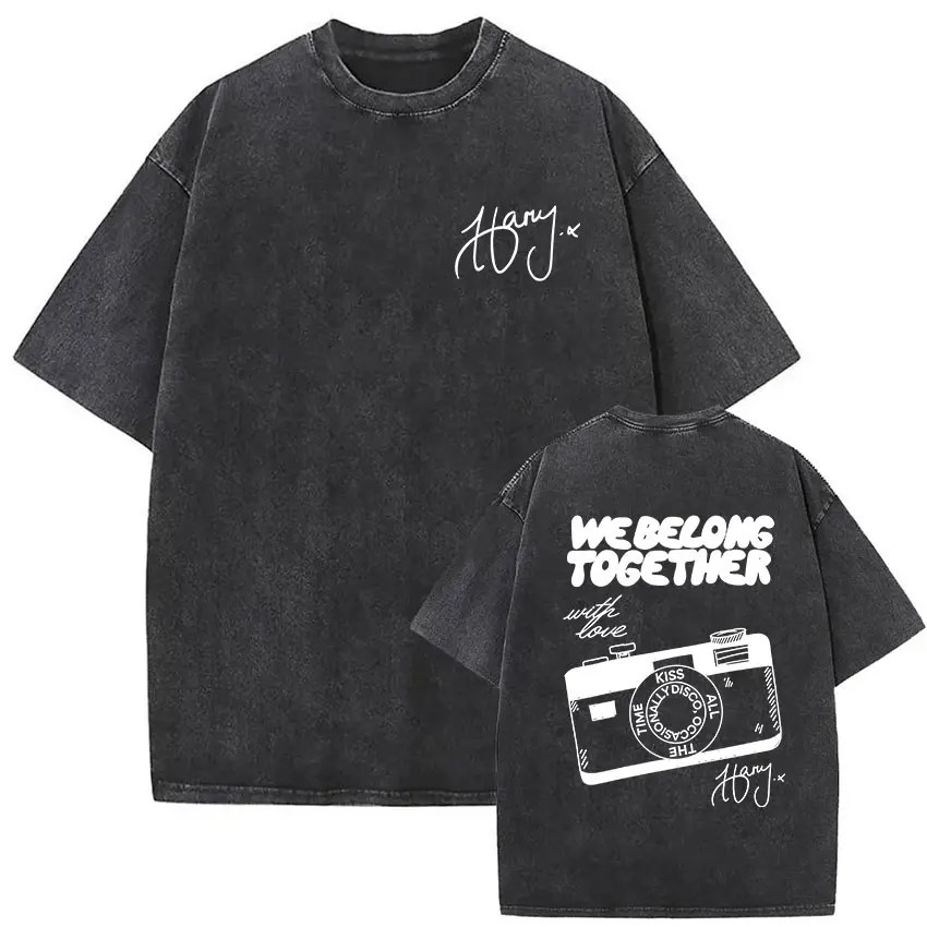 Retro Washed Harry Styles T-shirt Men Women O-Neck Oversized Cotton T Shirt Tops