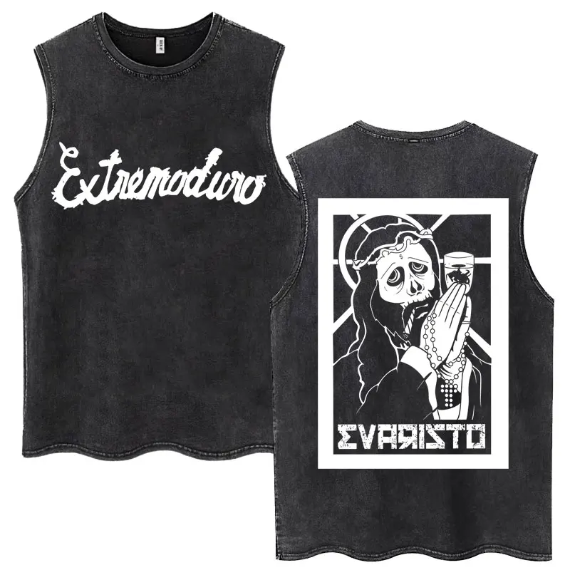 Rock Band EXTREMODURO Same Style Washed Tank Tops I Do Not Want To Be Like You Sleeveless T-shirts Men Women Loose Cotton Vest