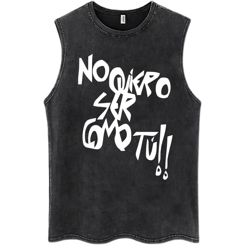 Rock Band EXTREMODURO Same Style Washed Tank Tops I Do Not Want To Be Like You Sleeveless T-shirts Men Women Loose Cotton Vest