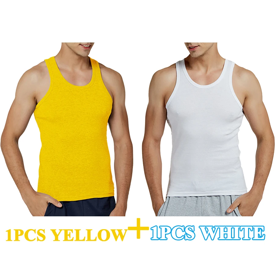 Tank Tops Men New 100% Cotton Solid Vest Mens Slim Casual Breathable Sleeveless Tops Gym Running Undershirt Male Gift Hot Sale