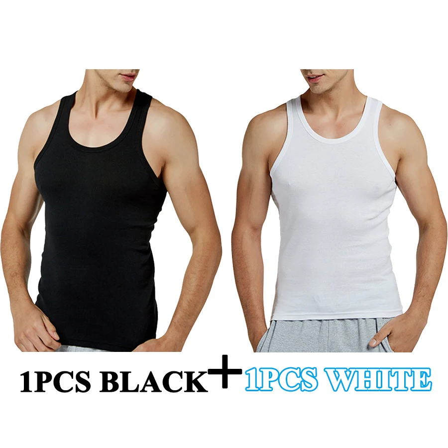 Tank Tops Men New 100% Cotton Solid Vest Mens Slim Casual Breathable Sleeveless Tops Gym Running Undershirt Male Gift Hot Sale