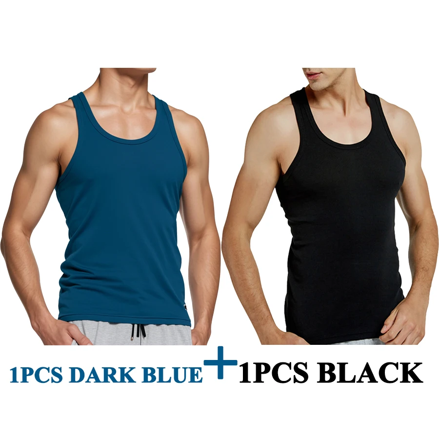 Tank Tops Men New 100% Cotton Solid Vest Mens Slim Casual Breathable Sleeveless Tops Gym Running Undershirt Male Gift Hot Sale