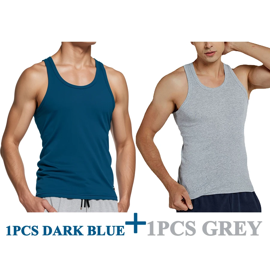 Tank Tops Men New 100% Cotton Solid Vest Mens Slim Casual Breathable Sleeveless Tops Gym Running Undershirt Male Gift Hot Sale