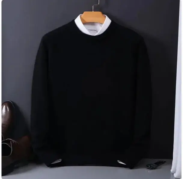 2025 Cashmere Sweater O-neck Pullovers Men's Loose Oversized M-3XL Knitted Bottom Shirt Autumn Winter New Korean Casual Men Top