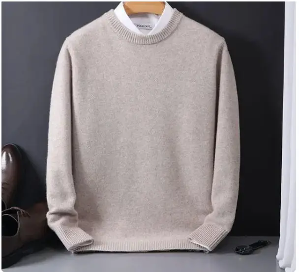 2025 Cashmere Sweater O-neck Pullovers Men's Loose Oversized M-3XL Knitted Bottom Shirt Autumn Winter New Korean Casual Men Top