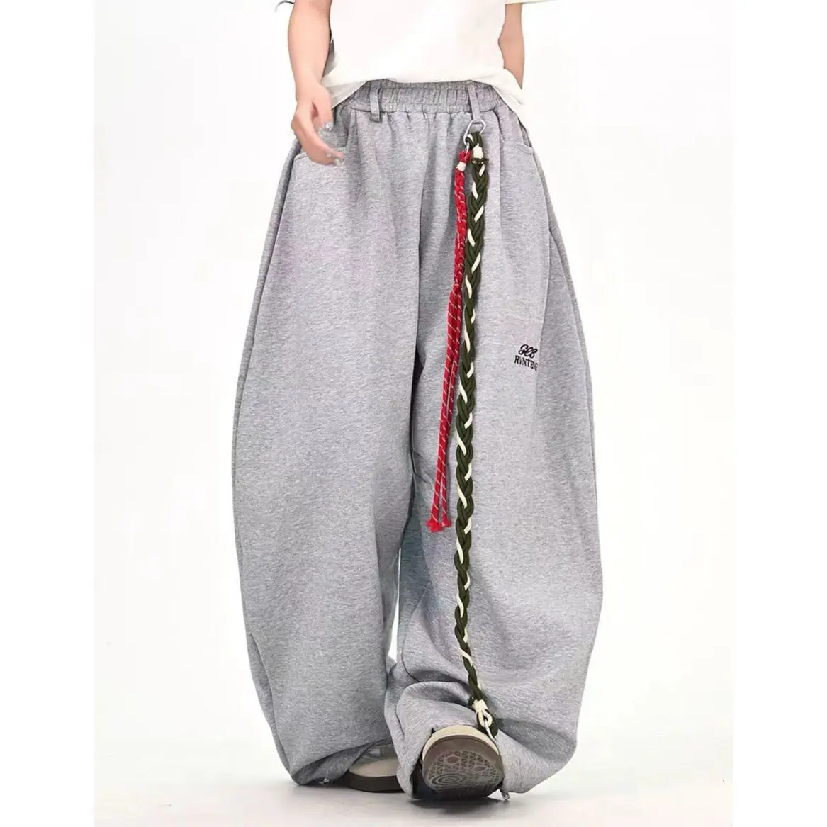 Streetwear Wide Leg Baggy Sweatpants Men Y2K Vintage Loose Curved-leg Pants Casual Sports Straight Hip Hop