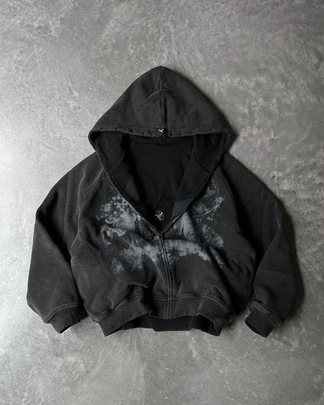 Autumn winter loose cardigan jacket sweater jacket streetwear retro double-sided square zipper hoodie fashionable men and women