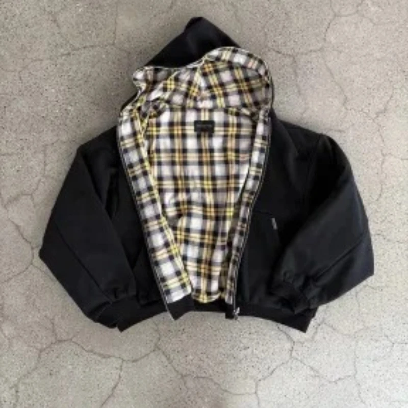Autumn winter loose cardigan jacket sweater jacket streetwear retro double-sided square zipper hoodie fashionable men and women