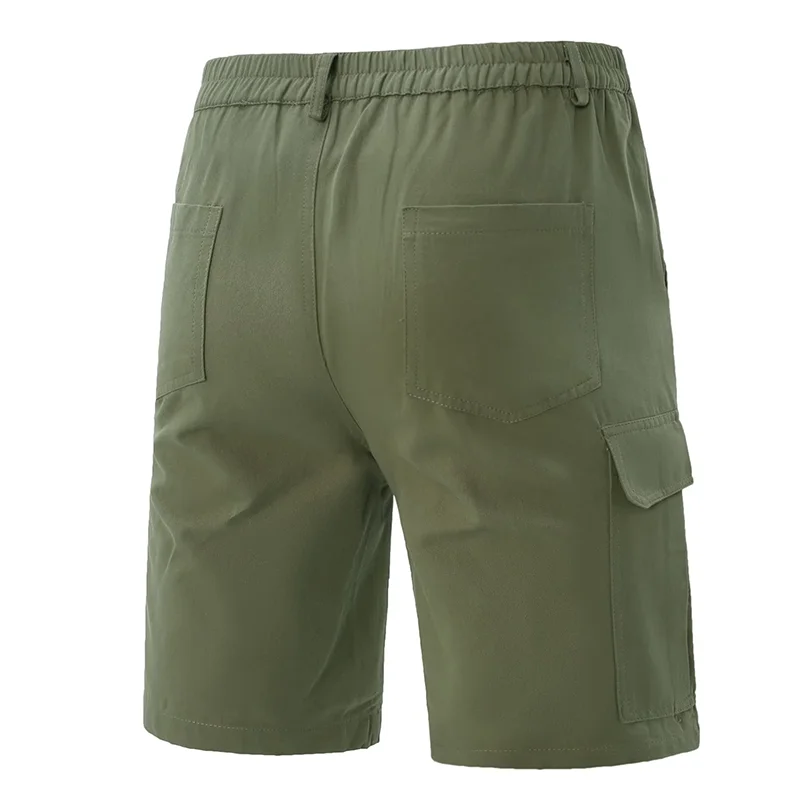 Men's Wear-Resistant Shorts Summer Beach Casual Cargo Short Pants Multi-Pocket Workwear Breathable Loose Straight Solid Shorts
