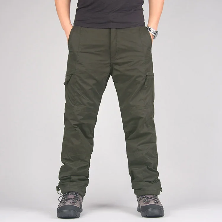 Men's Fleece Cargo Pants Winter Plush Tactical Pants Casual Joggers 3XL Korean Loose Hiking Running Warm Thermal Trousers