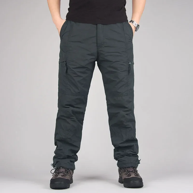 Men's Fleece Cargo Pants Winter Plush Tactical Pants Casual Joggers 3XL Korean Loose Hiking Running Warm Thermal Trousers