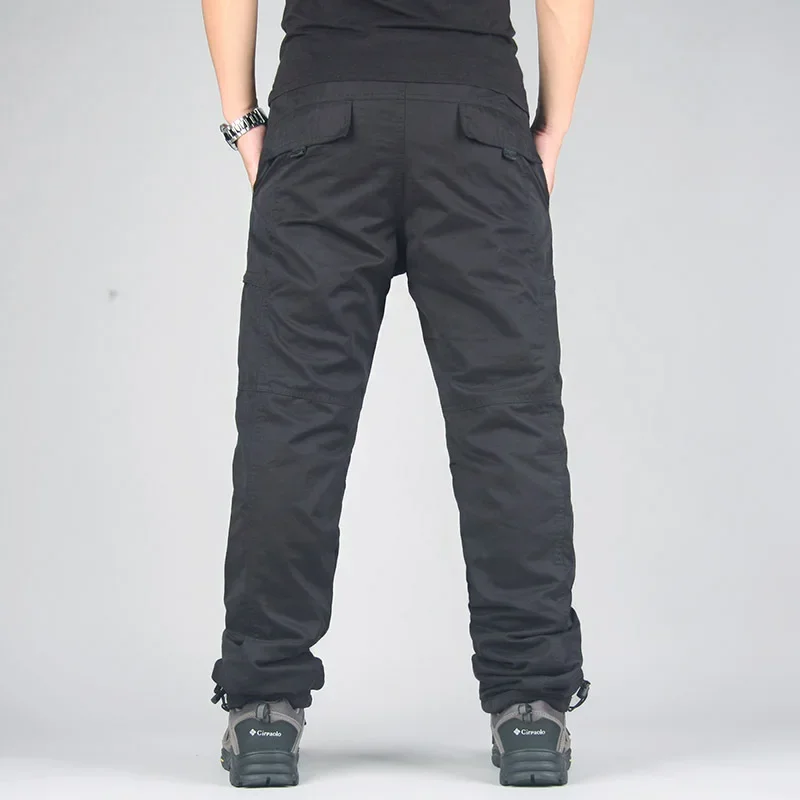 Men's Fleece Cargo Pants Winter Plush Tactical Pants Casual Joggers 3XL Korean Loose Hiking Running Warm Thermal Trousers