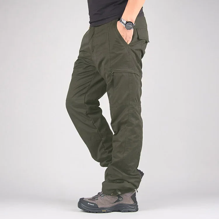 Men's Fleece Cargo Pants Winter Plush Tactical Pants Casual Joggers 3XL Korean Loose Hiking Running Warm Thermal Trousers