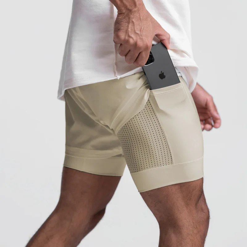 2025 NEW Men's Sports Shorts 2 in 1 Running Shorts Men's Double Layer Breathable Fitness Bodybuilding Training Jogging Shorts