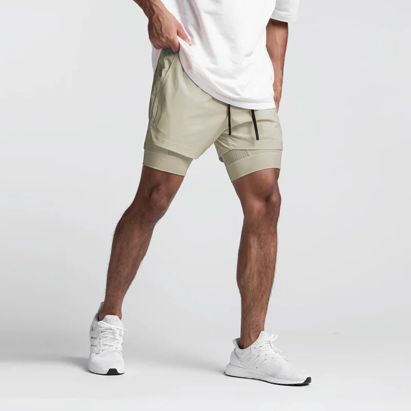 2025 NEW Men's Sports Shorts 2 in 1 Running Shorts Men's Double Layer Breathable Fitness Bodybuilding Training Jogging Shorts