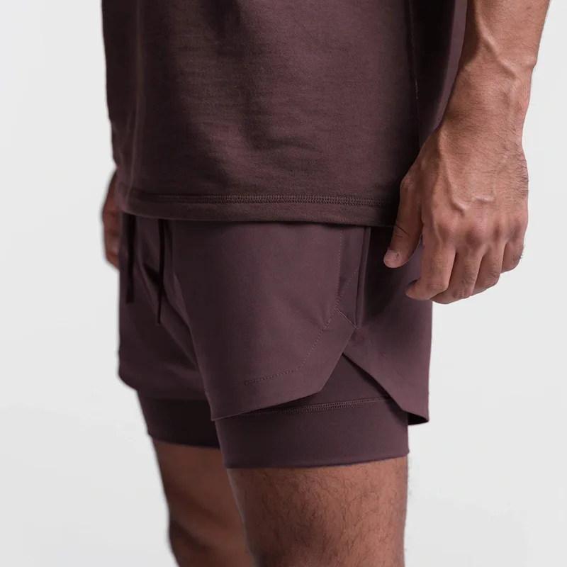 2025 NEW Men's Sports Shorts 2 in 1 Running Shorts Men's Double Layer Breathable Fitness Bodybuilding Training Jogging Shorts