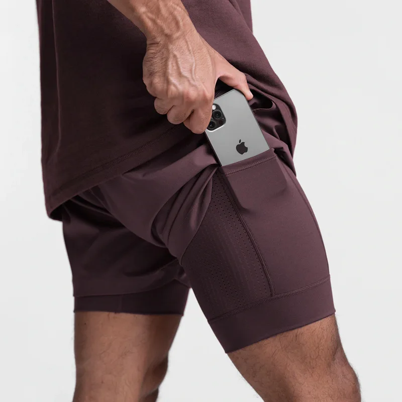 2025 NEW Men's Sports Shorts 2 in 1 Running Shorts Men's Double Layer Breathable Fitness Bodybuilding Training Jogging Shorts