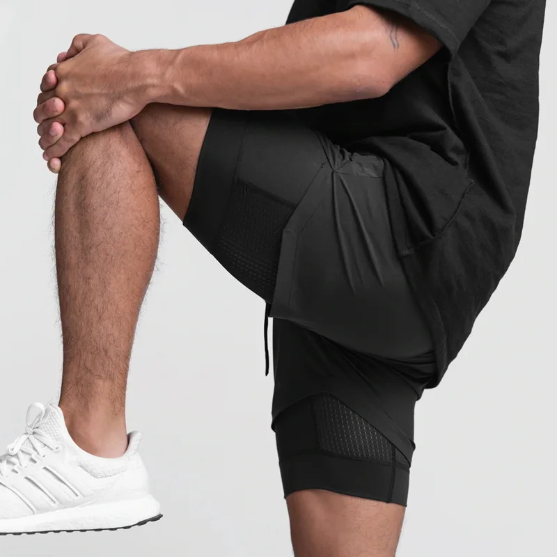 2025 NEW Men's Sports Shorts 2 in 1 Running Shorts Men's Double Layer Breathable Fitness Bodybuilding Training Jogging Shorts