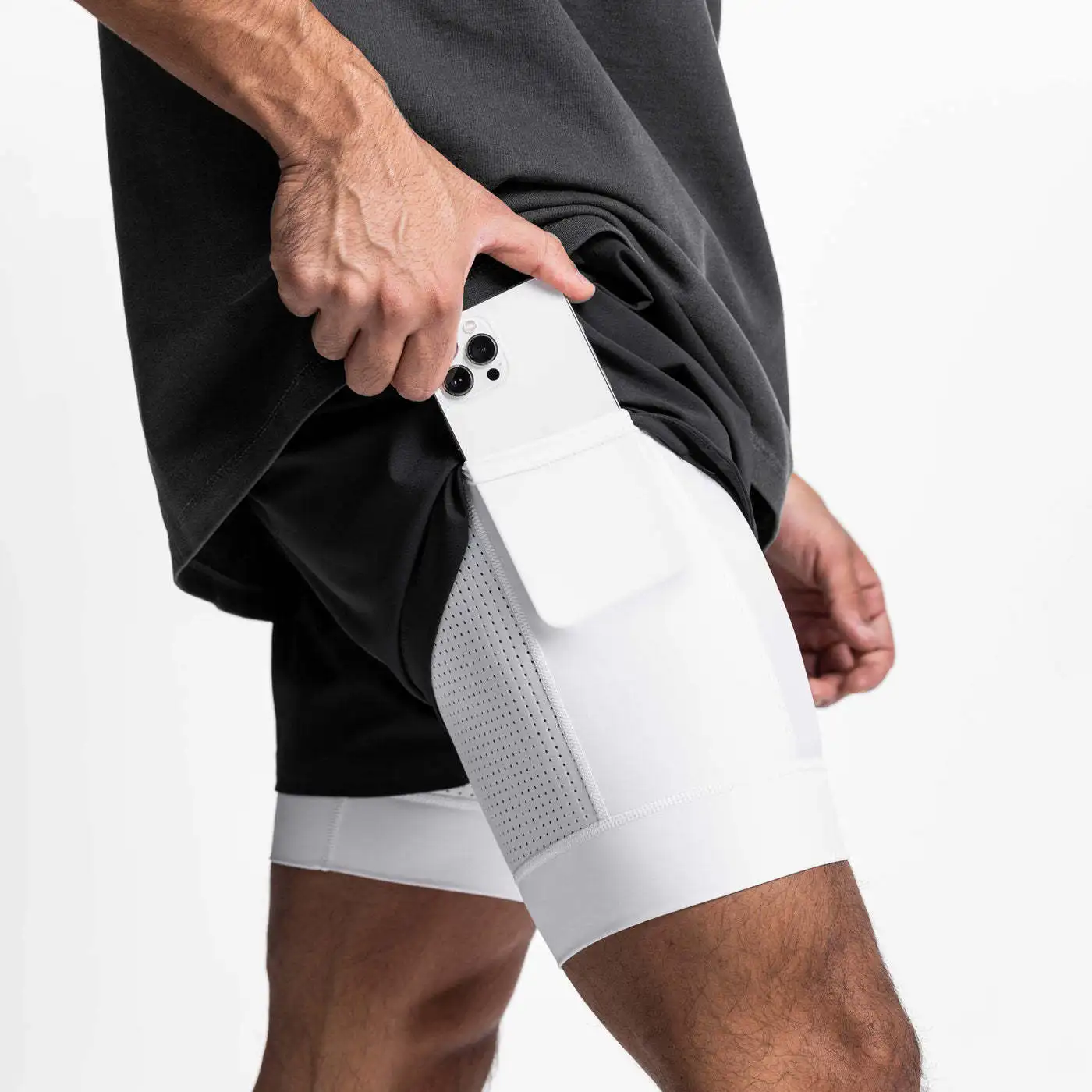 2025 NEW Men's Sports Shorts 2 in 1 Running Shorts Men's Double Layer Breathable Fitness Bodybuilding Training Jogging Shorts