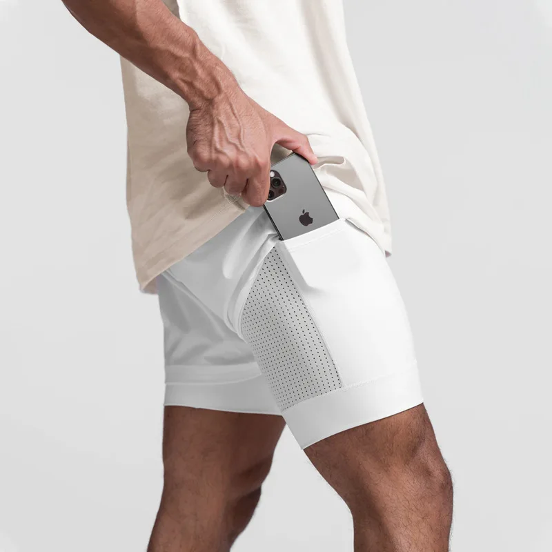 2025 NEW Men's Sports Shorts 2 in 1 Running Shorts Men's Double Layer Breathable Fitness Bodybuilding Training Jogging Shorts