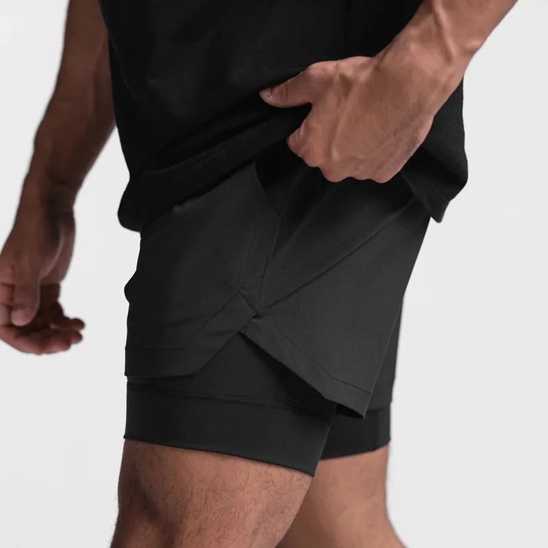 2025 NEW Men's Sports Shorts 2 in 1 Running Shorts Men's Double Layer Breathable Fitness Bodybuilding Training Jogging Shorts